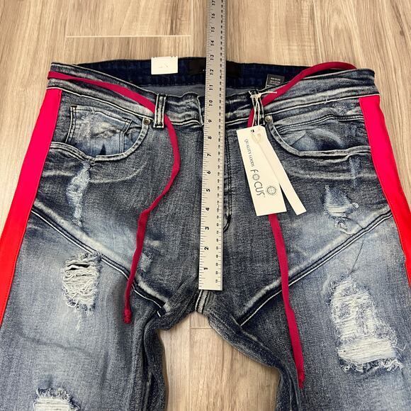 Focus Quality Goods Men's Striped/ Colorful Skinny Jeans Size W36 L32 - Picture 4 of 12